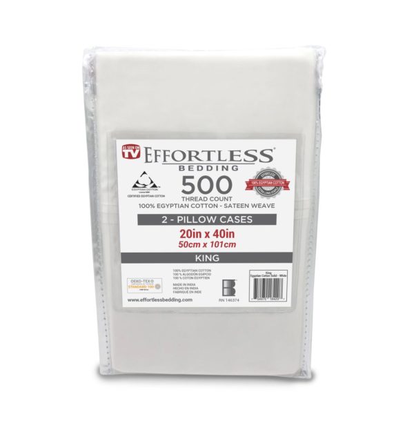 Effortless® Bedding Oversized Fitted Bottom Sheet With Anchor Elastic Bands  Light Gray 100% Certified Giza Egyptian Cotton Extra-Long Staple (ELS) 500  Thread Count Sateen Weave Fits 13 Thru 18 Mattress Depths 