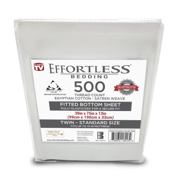 Effortless® Bedding RV Fitted Bottom Sheet 100% Certified Giza Egyptian  Cotton Extra-Long Staple (ELS) 500 Thread Count Sateen